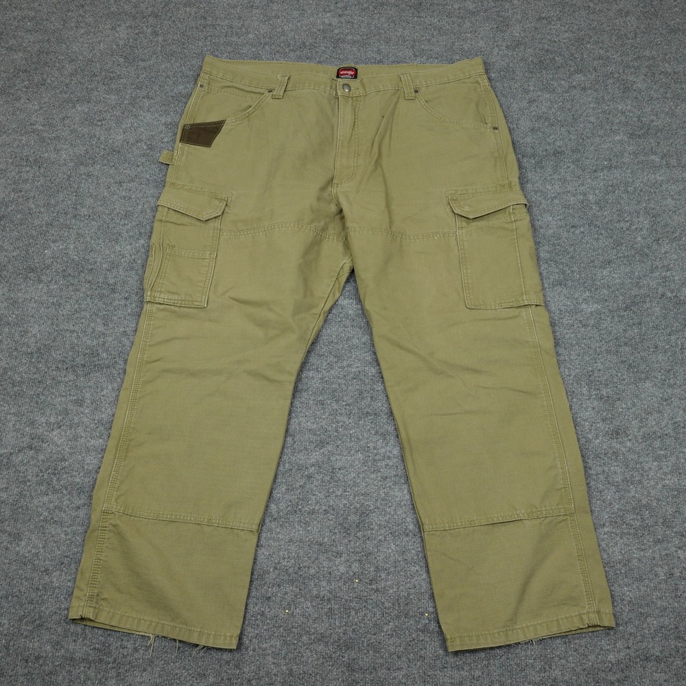 Wrangler Pants Mens 42x29 Khaki Ripstop Cargo Workwear Relaxed Fit Straight Leg